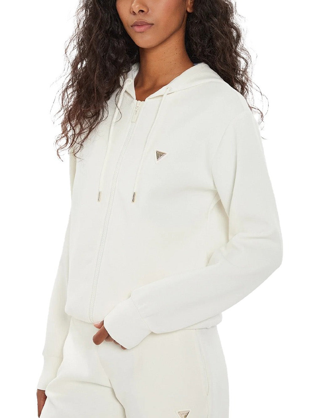 Felpa Zip Guess Olympe da Donna - Avorio
