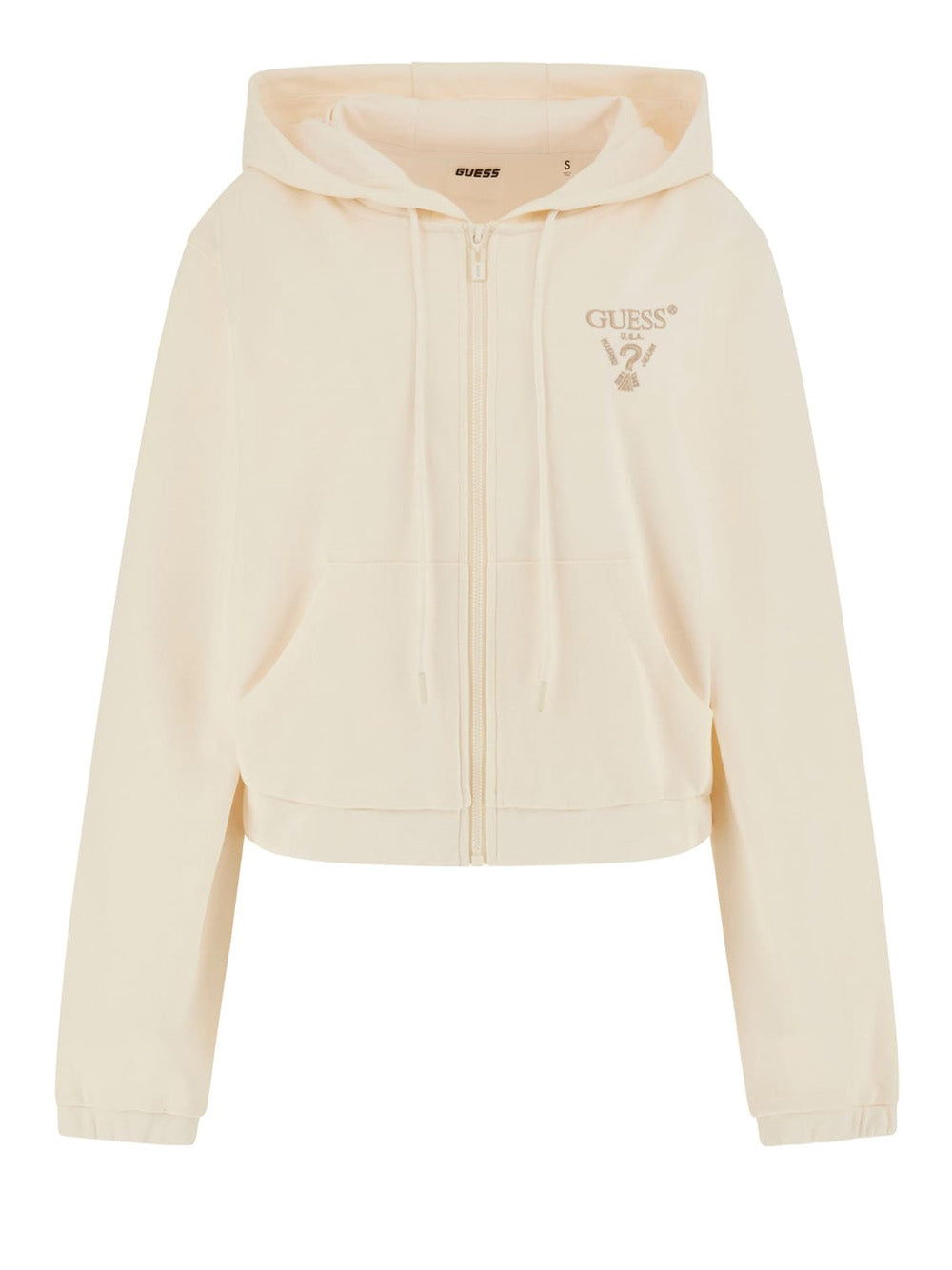 Felpa Zip Guess Roberta Crop da Donna - Avorio