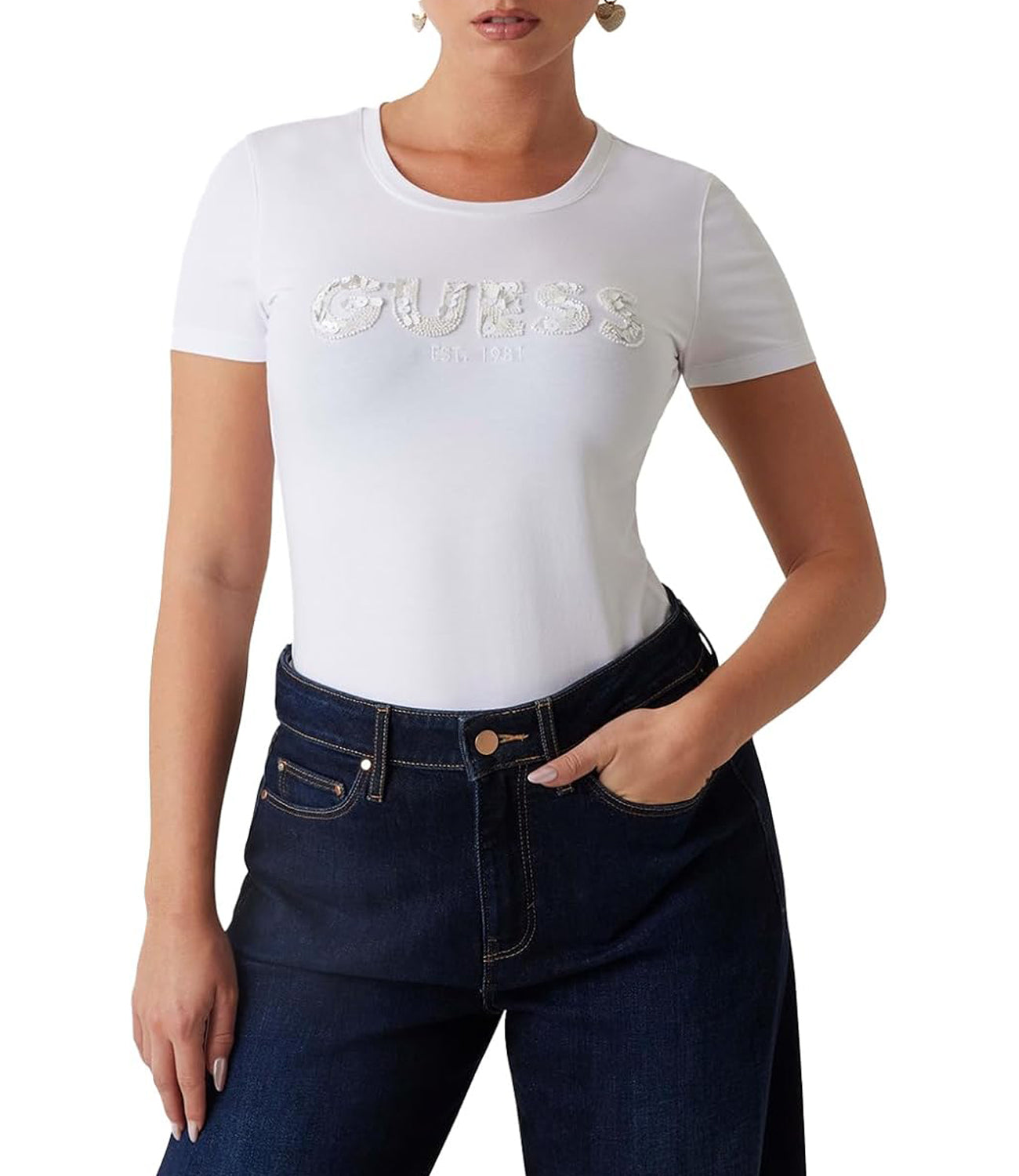 Guess T-shirt Donna Mod. W5GI17 J1314 G011 Bianco