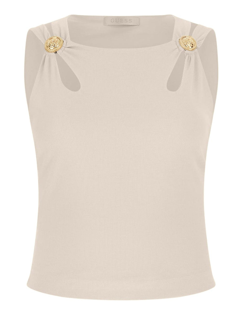 Top Guess Zama Cut Out Neck da Donna - Beige