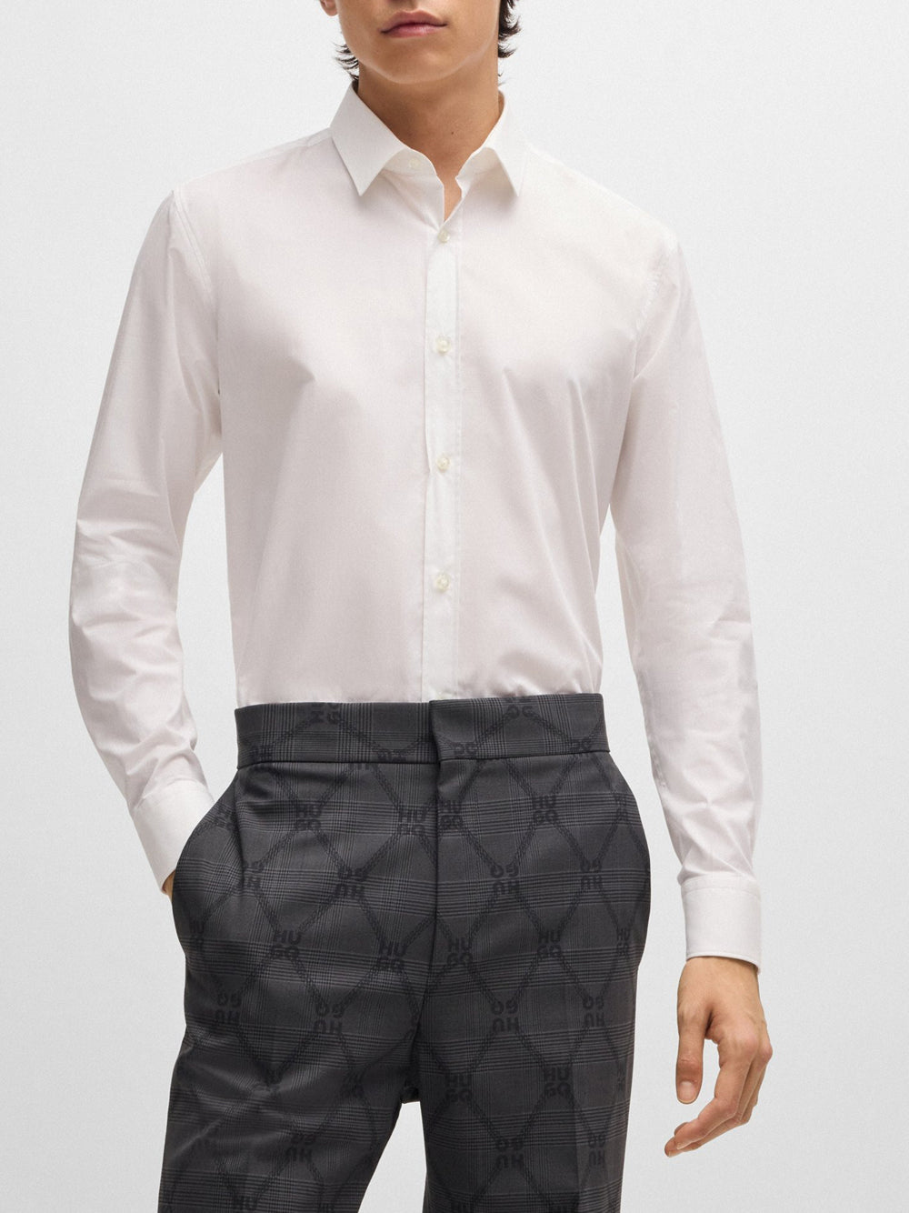 Camicia Classica Hugo Boss Elisha da Uomo - Bianco