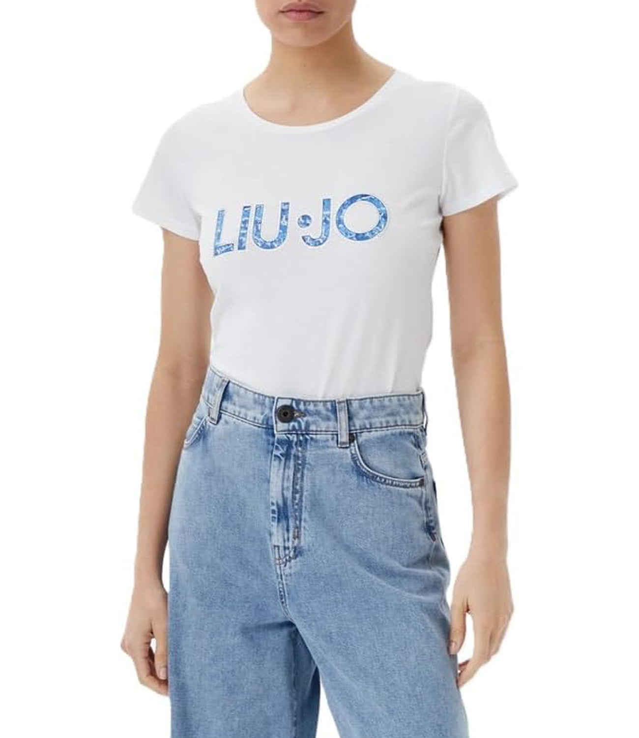 Liu Jo Liu Jo T-shirt Ecs T-Shirt Basica M/C Donna Mod. VA5154 JS003 09P55 Bianco/Jeans