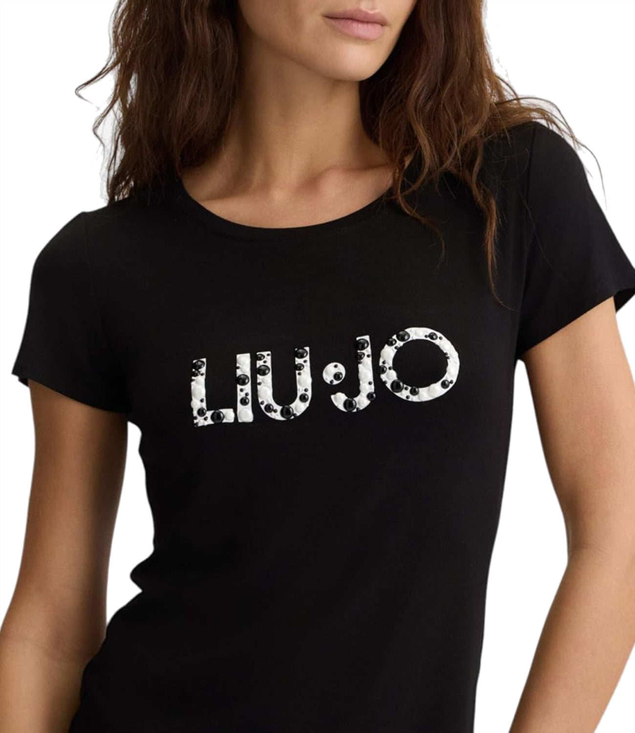 Liu Jo Liu Jo T-shirt Ecs T-Shirt Basica Maniche Corte Donna Mod. VA5156 JS360 M9203 Nero/Pearl