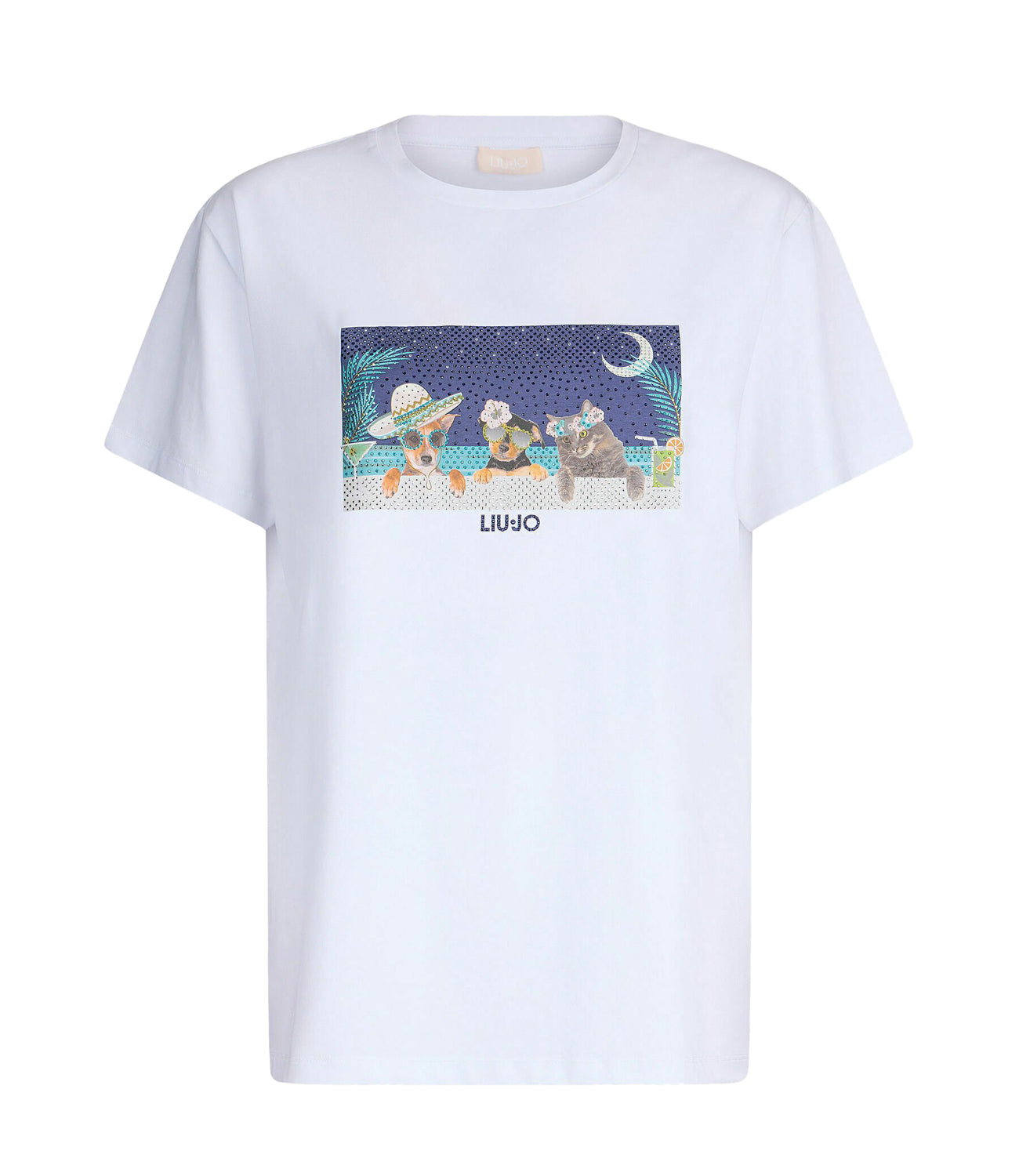 Liu Jo Liu Jo T-shirt Ecs Moda Maniche Corte Donna Mod. WA5260 JS003 M9444 Bianco Bike Dog Liuj