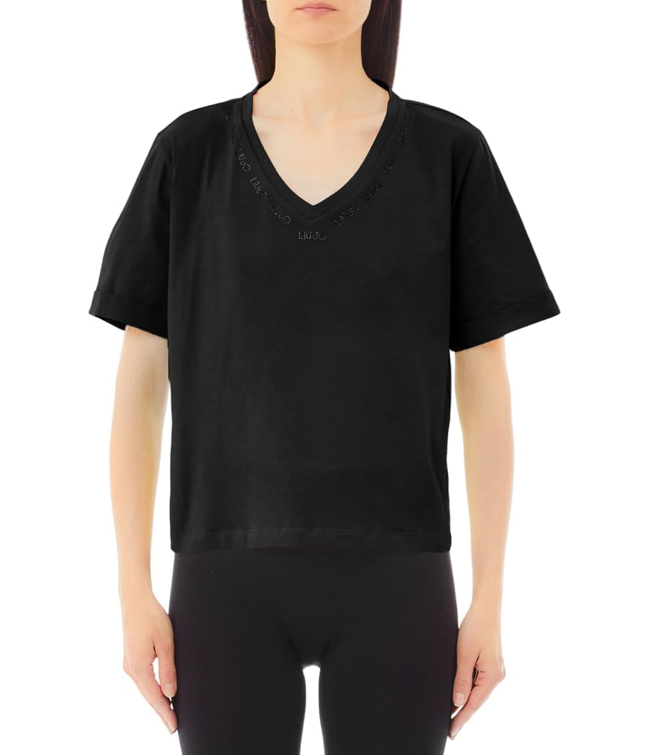 Liu Jo Liu Jo T-shirt Ecs T-Shirt Moda Manica Corta Donna Mod. TA5175 JS923 M9296 Nero/Liujo Neckline
