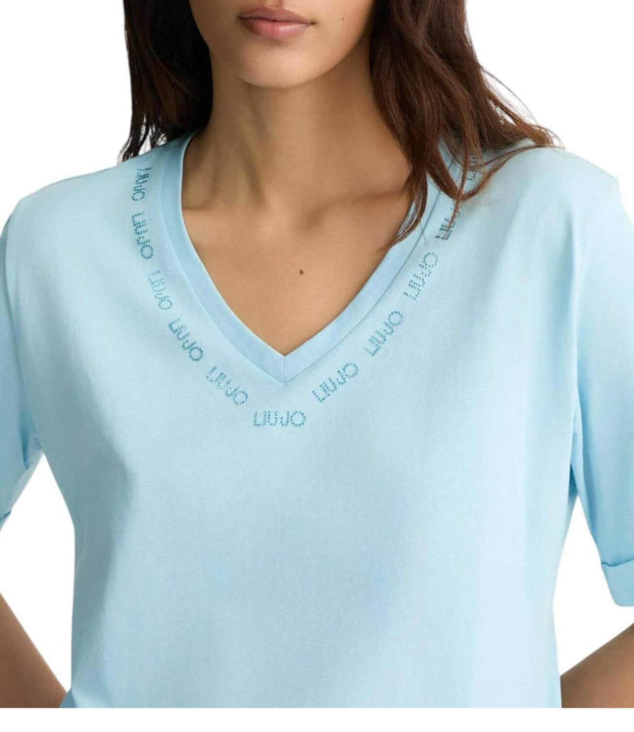 Liu Jo Liu Jo T-shirt Ecs T-Shirt Moda Manica Corta Donna Mod. TA5175 JS923 M9490 Crystal Blu/Liujo Neck