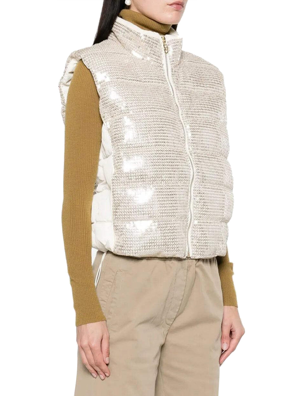 Liu Jo Liu Jo Smanicato Gilet Jersey Donna Mod. TA5215 J4899 A6883 Nuage/White Milk