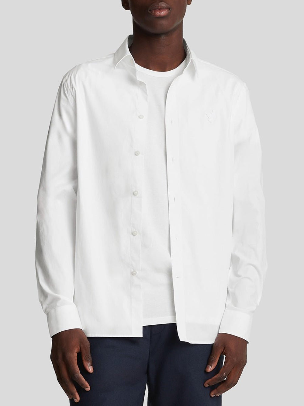 Camicia Classica Lyle & Scott Tonal Easy Care Poplin da Uomo - Bianco