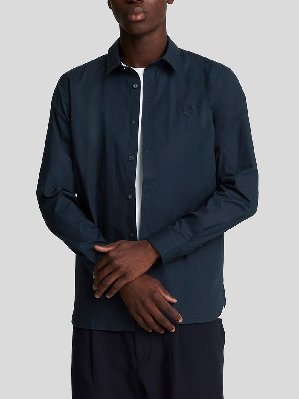 Camicia Classica Lyle & Scott Tonal Easy Care Poplin da Uomo - Blu