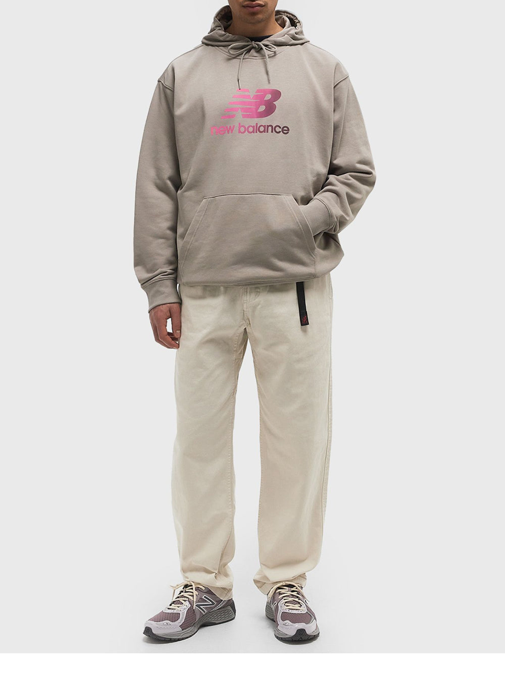 Felpa Cappuccio New Balance da Uomo - Grigio