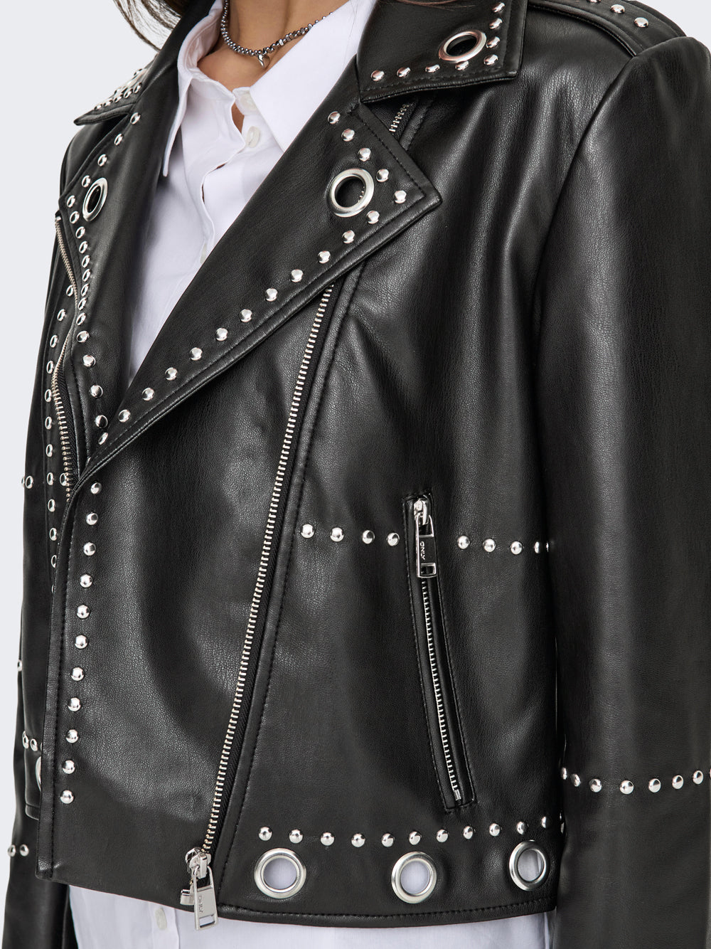 Giubbino Only Kacandra Faux Leather Biker da Donna - Nero