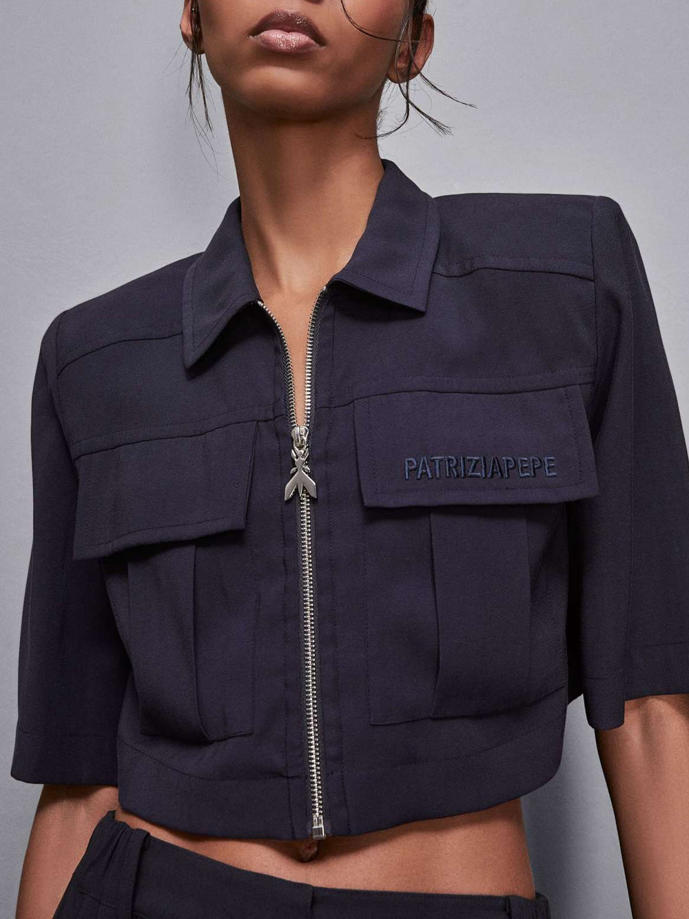 Camicia Casual Patrizia Pepe Crop da Donna - Blu