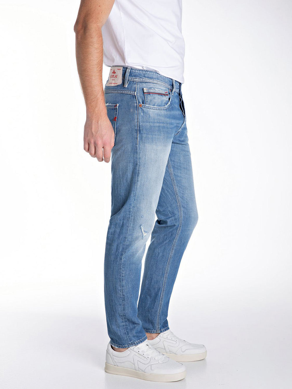 Jeans Slim Replay Bright Indigo Cotton da Uomo - Denim
