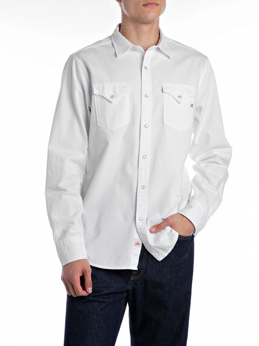 Camicia Casual Replay Cotton Twill da Uomo - Bianco