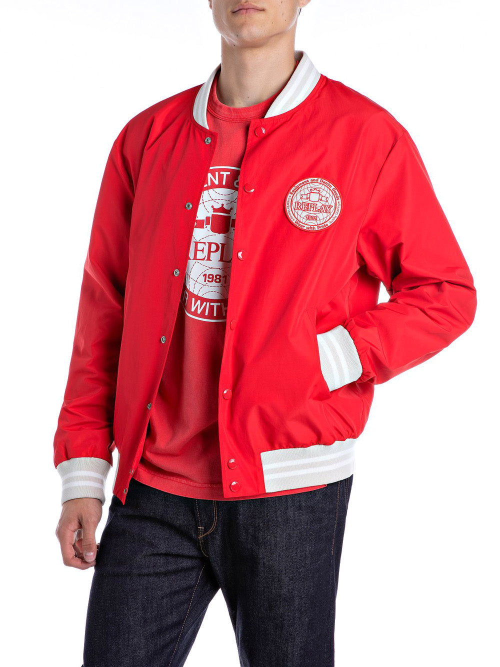Bomber Replay Dull Fake da Uomo - Rosso