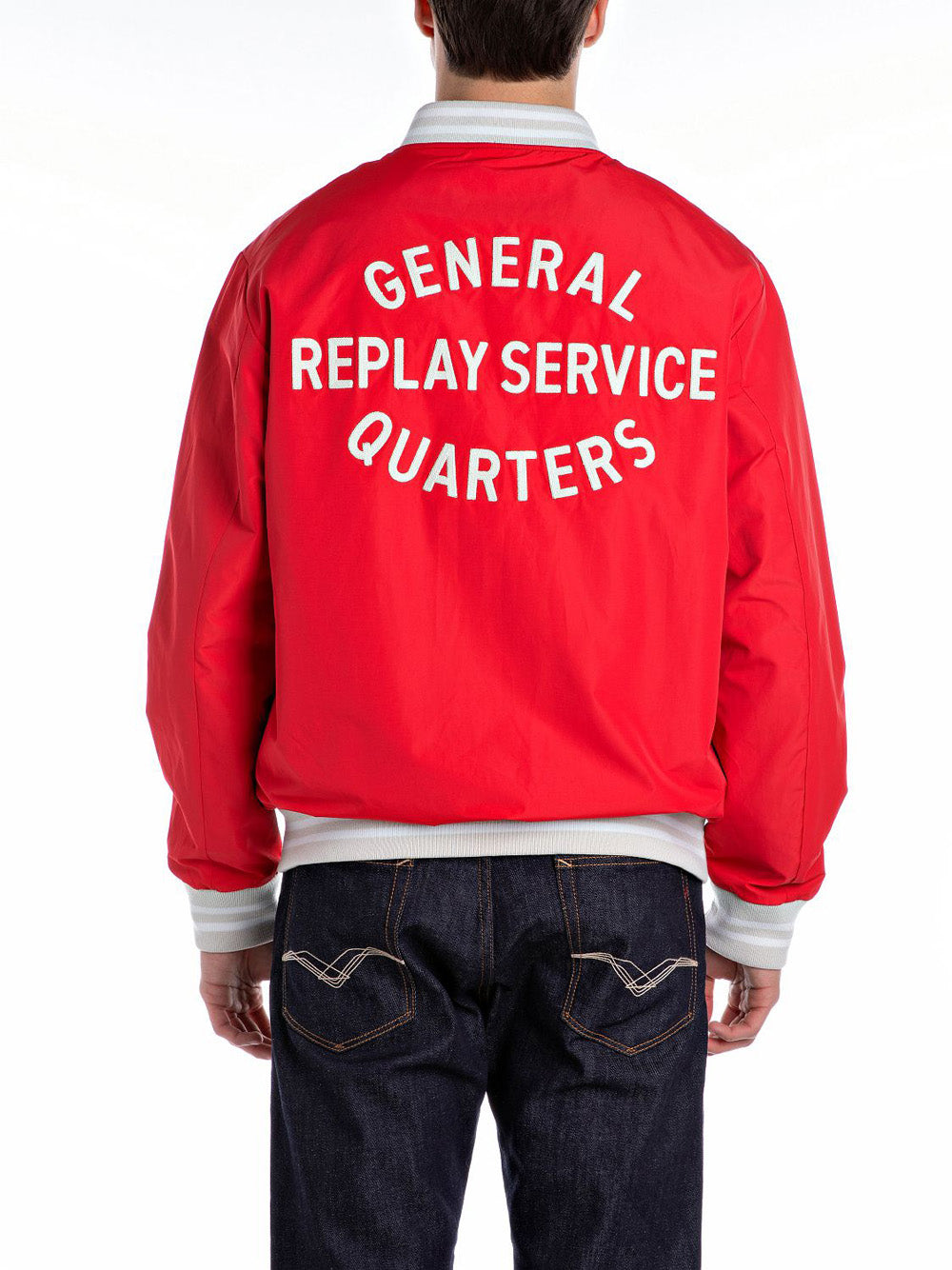 Bomber Replay Dull Fake da Uomo - Rosso