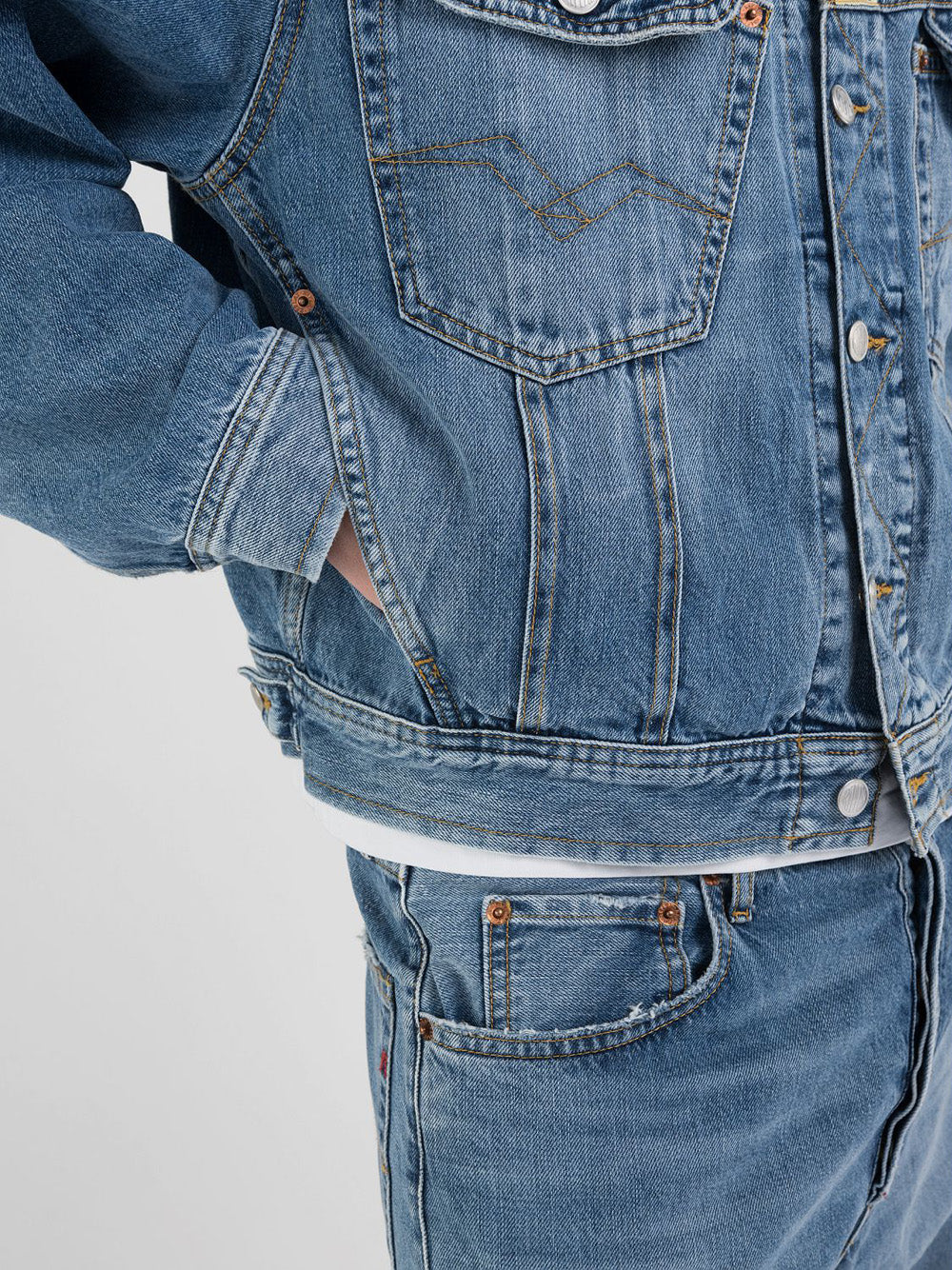 Giubbino di Jeans Replay Recycled Indigo da Uomo - Denim