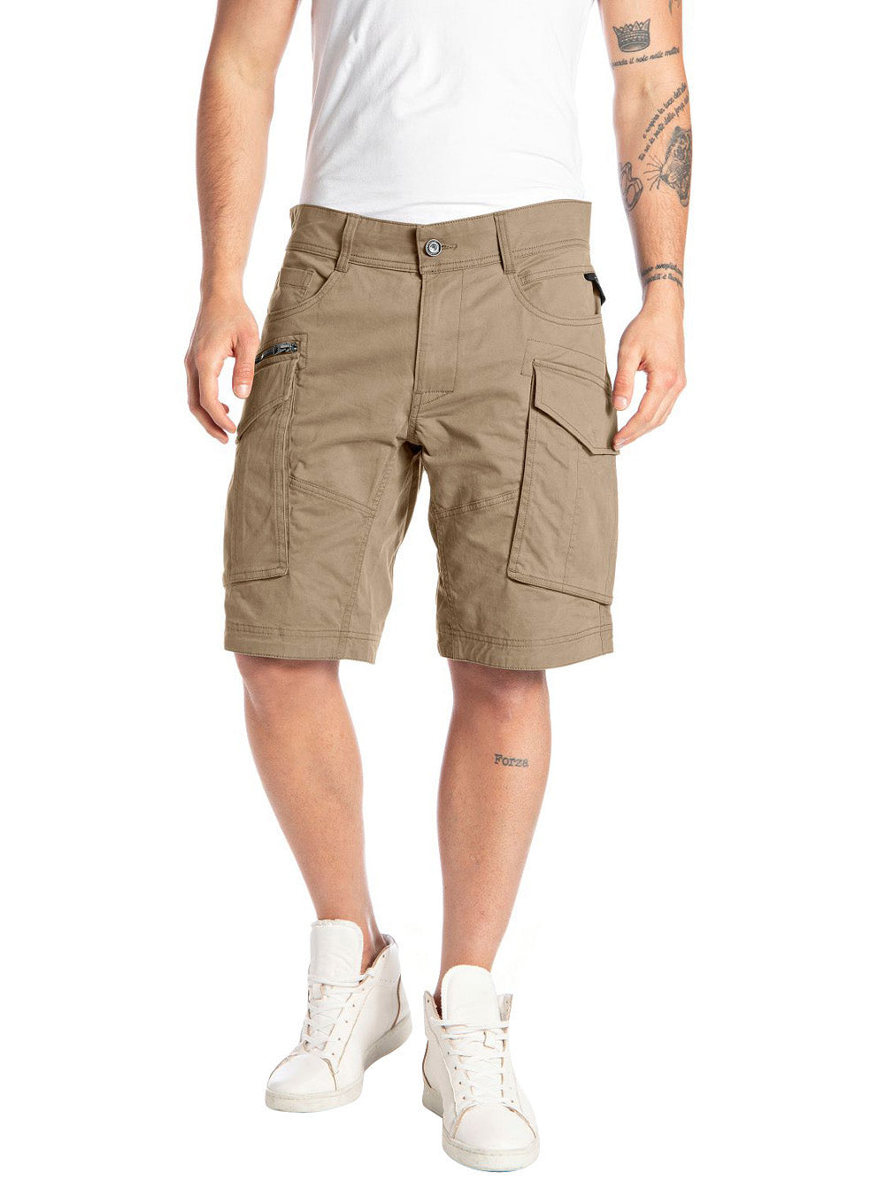 Bermuda Casual Replay Comfort Cotton Cargo da Uomo - Marrone