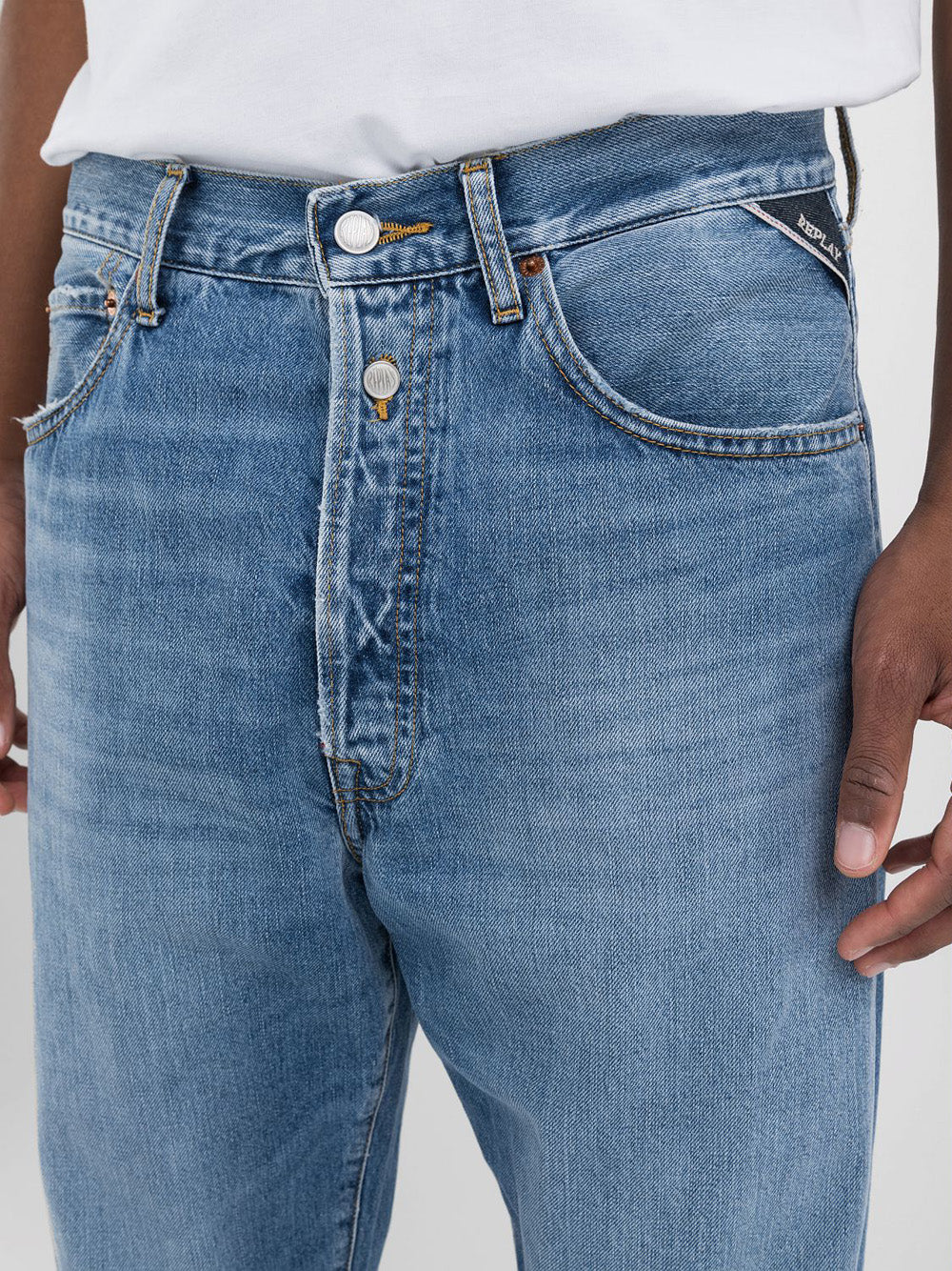 Jeans Wide Replay Recycled Indigo da Uomo - Denim