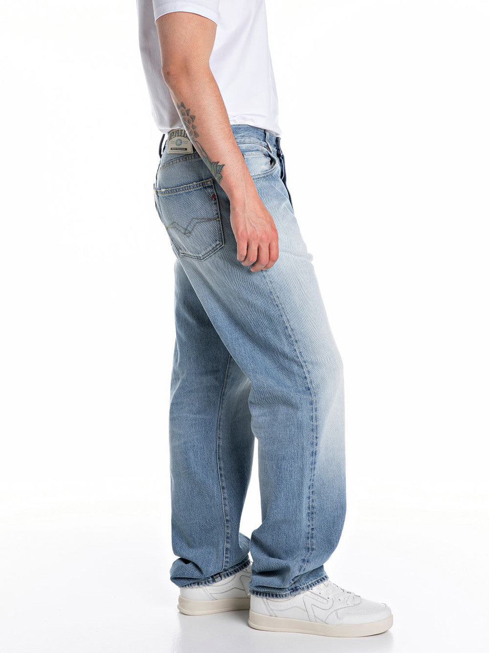 Jeans Wide Replay Recycled Indigo da Uomo - Celeste