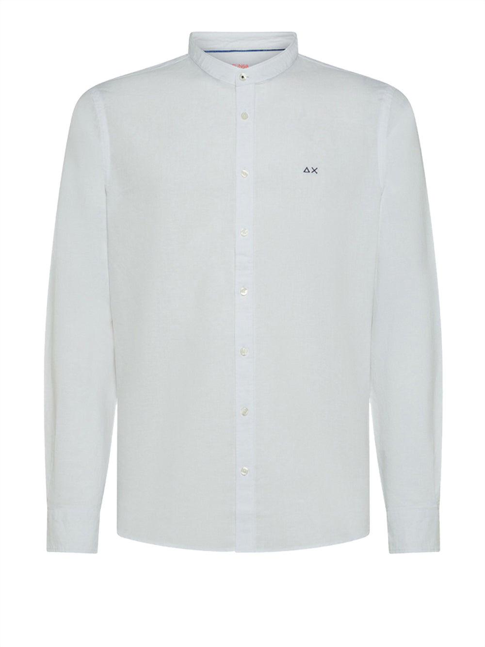 Camicia Sun68 Linen Korean Collar da Uomo - Bianco