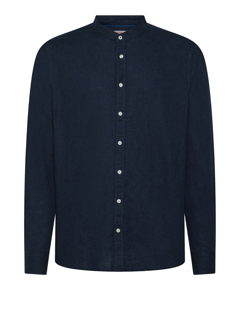 Camicia Sun68 Linen Korean Collar da Uomo - Blu