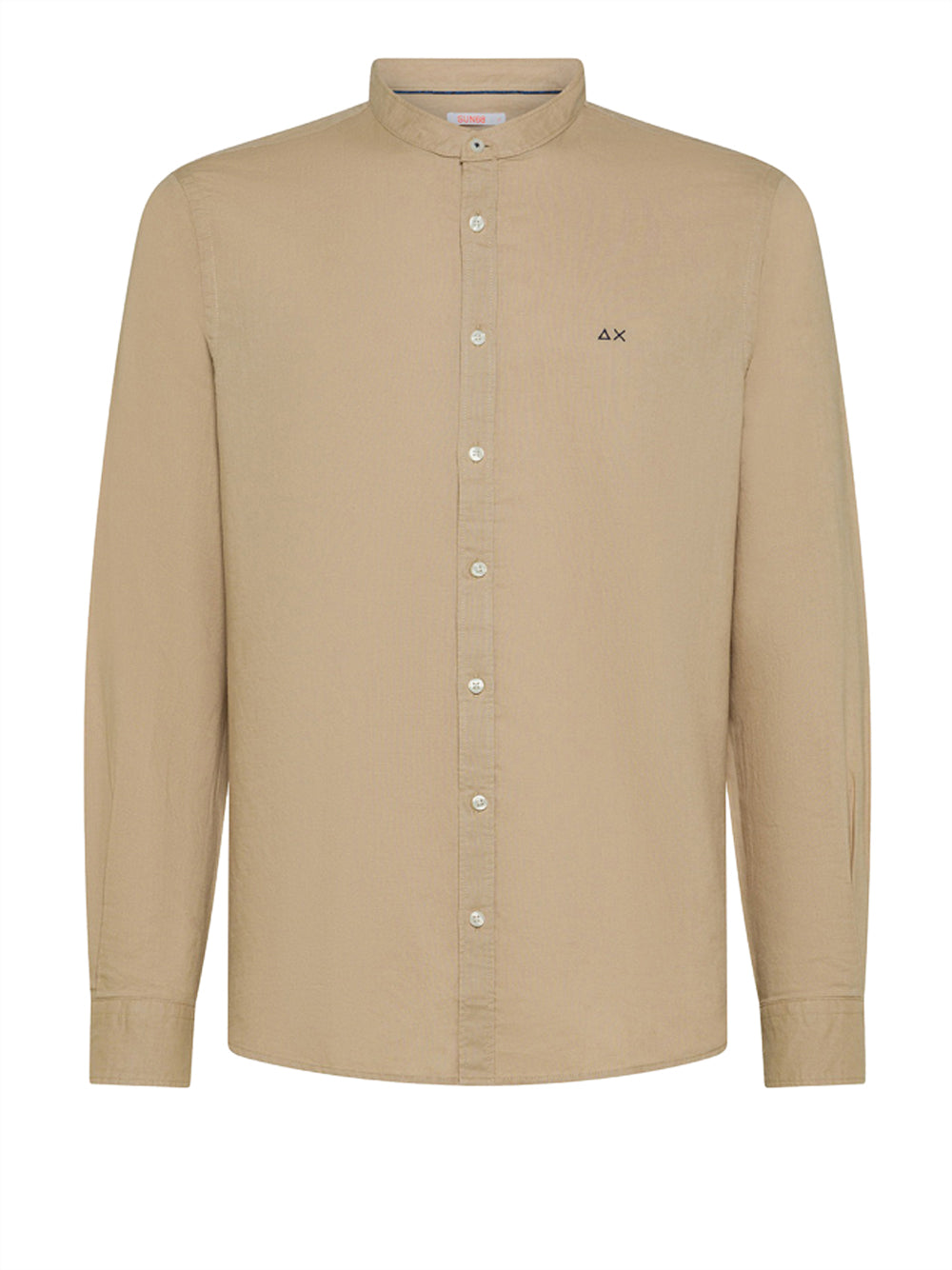 Camicia Sun68 Linen Korean Collar da Uomo - Beige