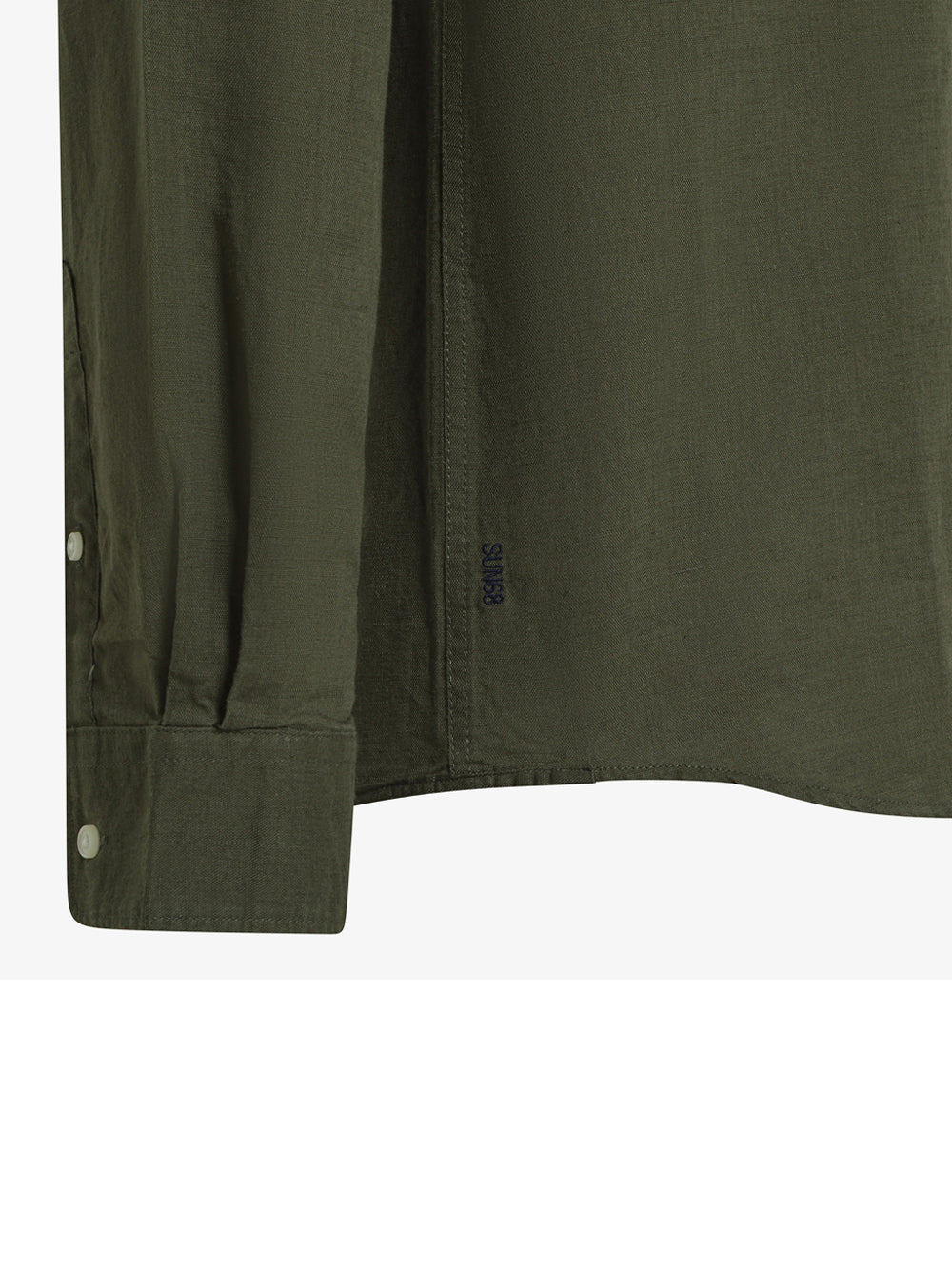 Camicia Sun68 Linen Korean Collar da Uomo - Verde