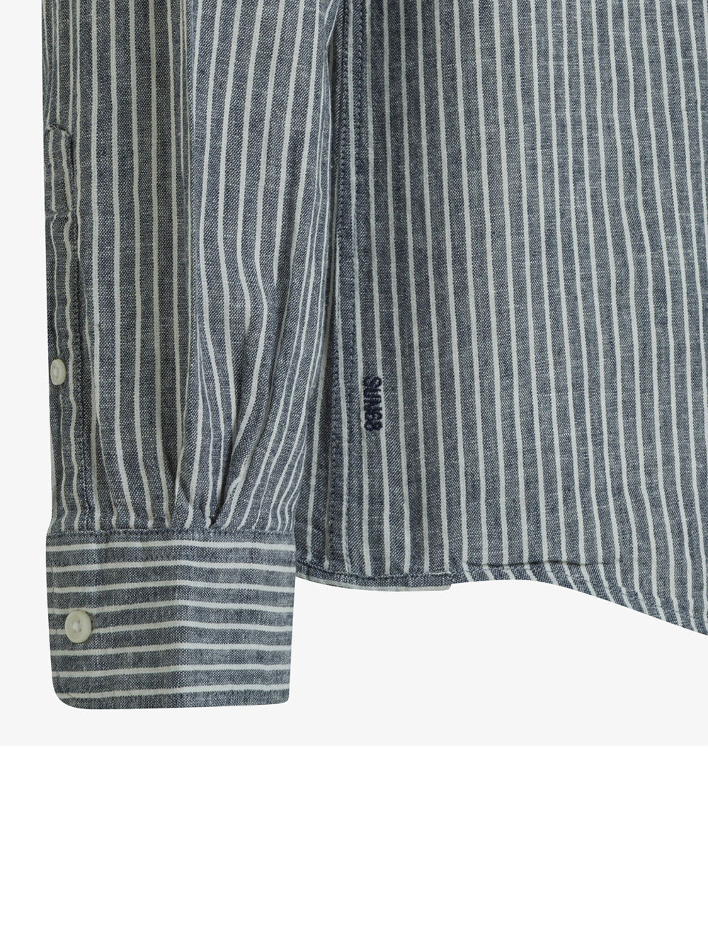Camicia Sun68 Linen Stripe Korean da Uomo - Blu