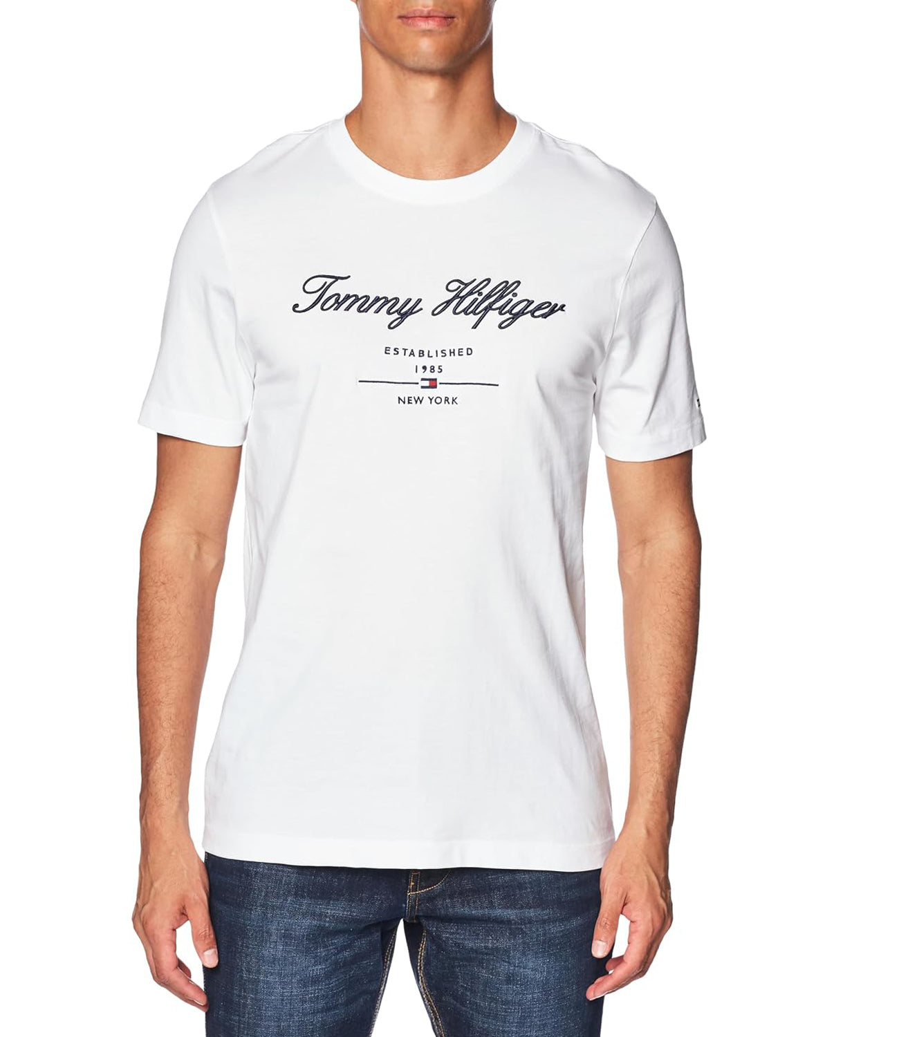 Tommy Hilfiger T-shirt Uomo Mod. MW0MW33691 YBR White Bianco