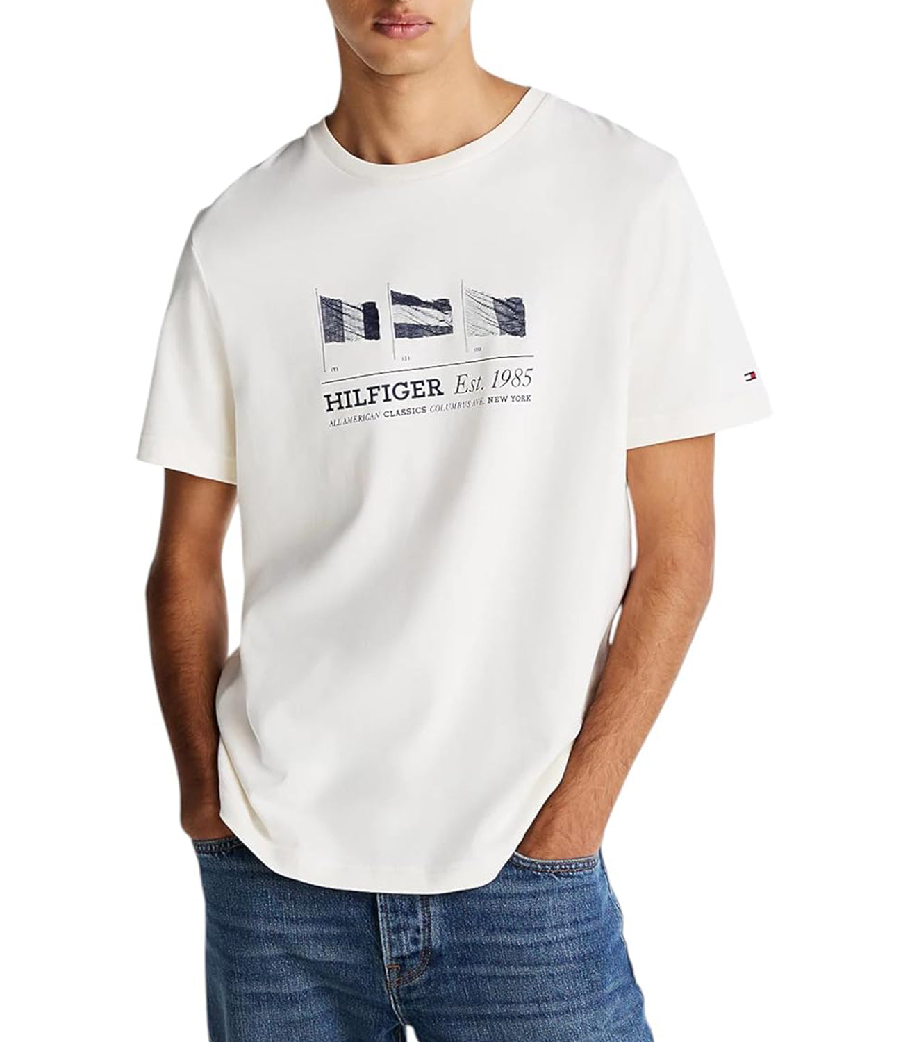 Tommy Hilfiger T-shirt Uomo Mod. MW0MW37439 ZOO WHITE Bianco