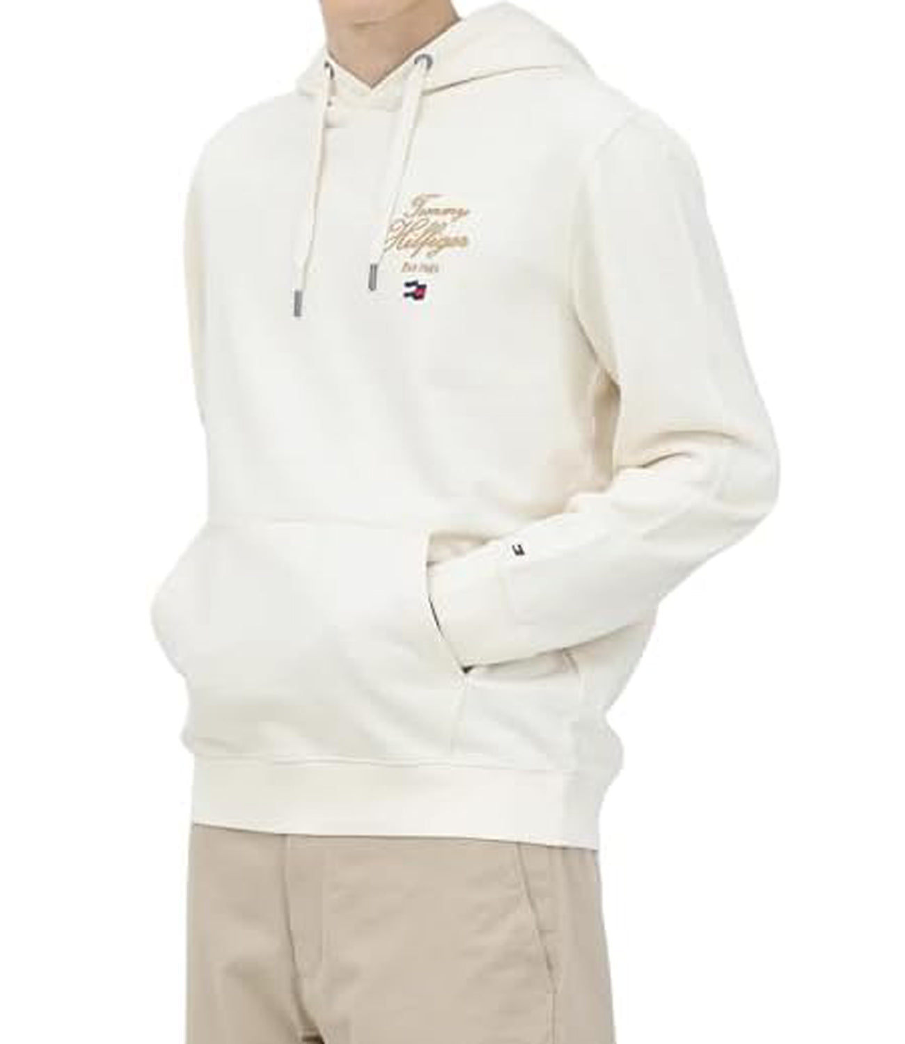 Tommy Hilfiger Felpa cappuccio Uomo Mod. MW0MW37475 ZOO White Bianco