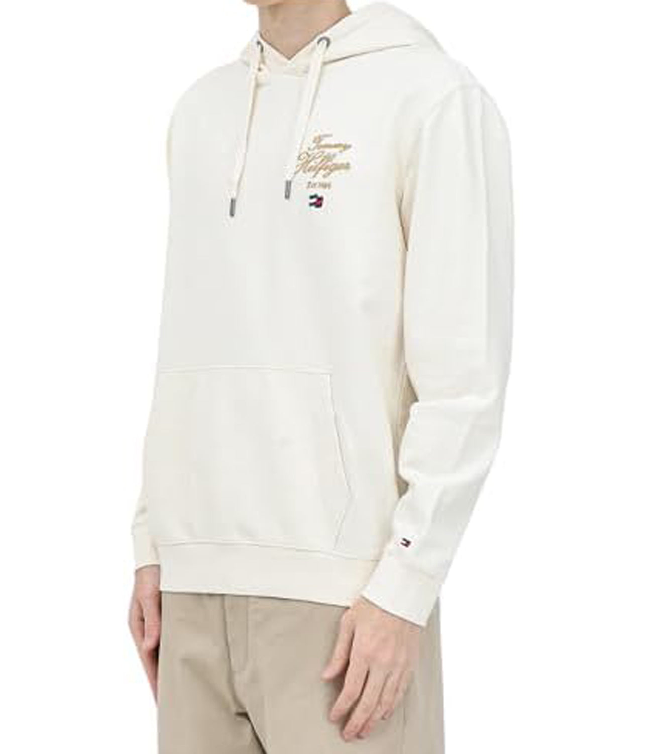 Tommy Hilfiger Felpa cappuccio Uomo Mod. MW0MW37475 ZOO White Bianco