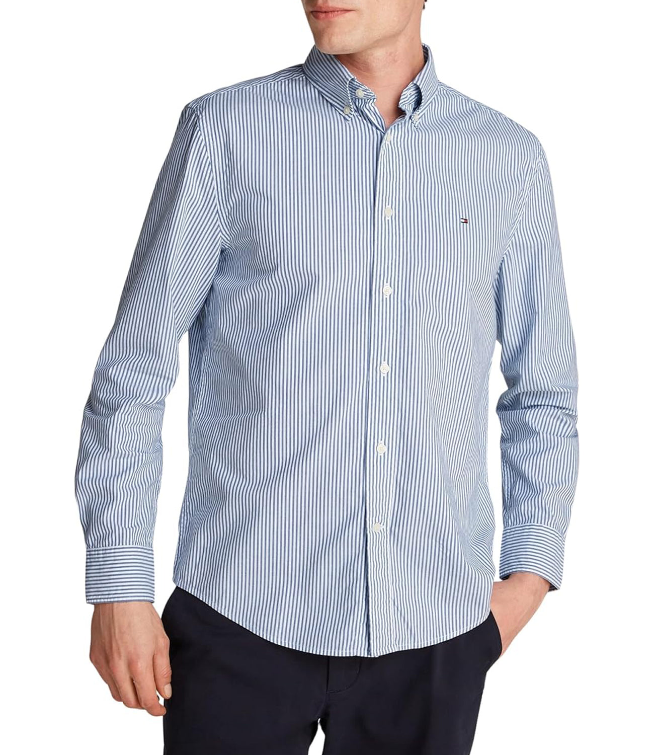 Tommy Hilfiger Camicia Manica Lunga Uomo Mod. MW0MW37549 RIGA 0A5 Celeste Blu