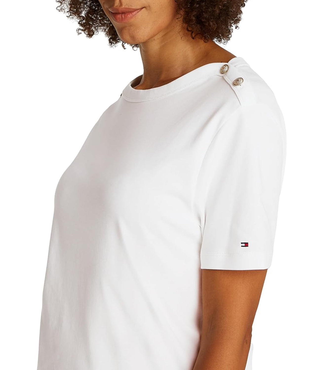 Tommy Hilfiger T-shirt Donna Mod. WW0WW42907 YBL Bianco