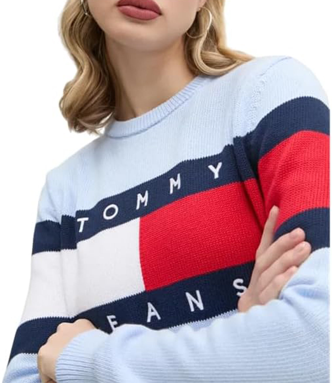 Tommy Hilfiger Tommy Hilfiger Maglia Donna Mod. DW0DW19335 C3Q Celeste Blu