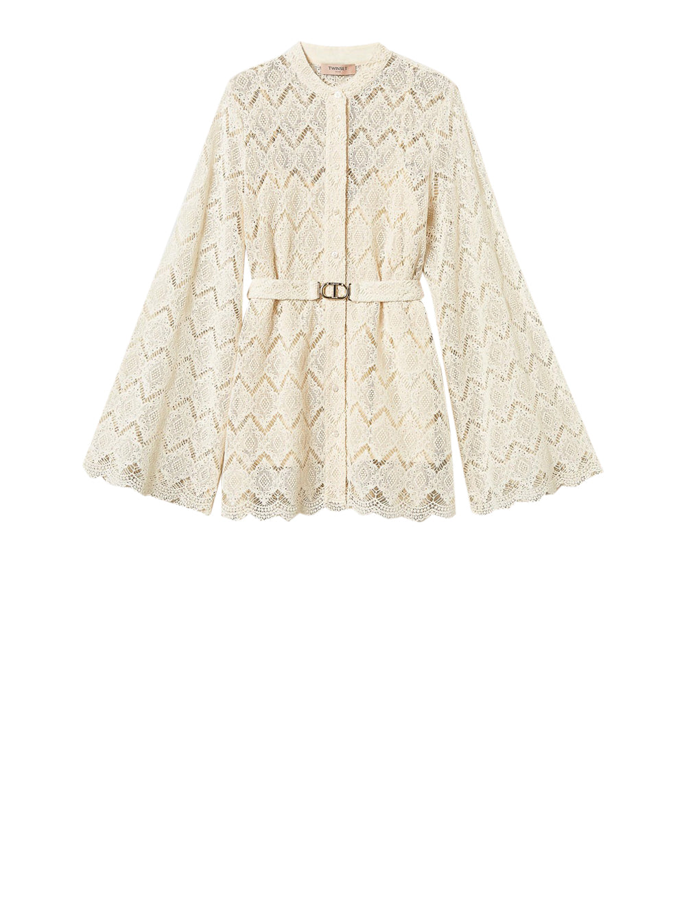 Camicia Twin Set Pizzo Maxi da Donna - Beige