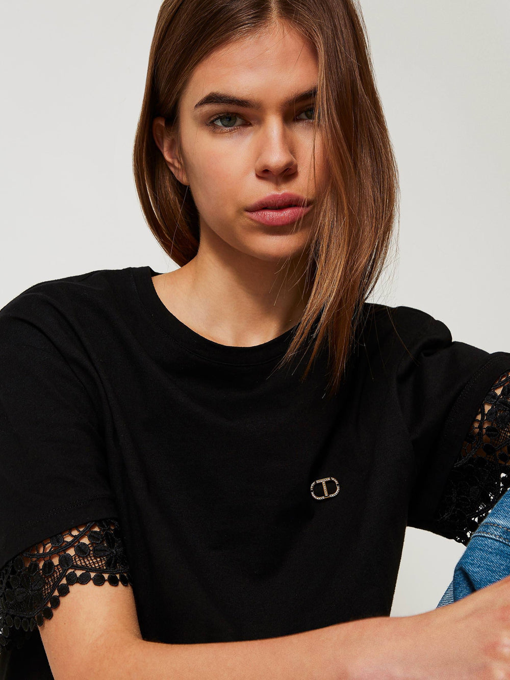 T-shirt Twin Set da Donna - Nero