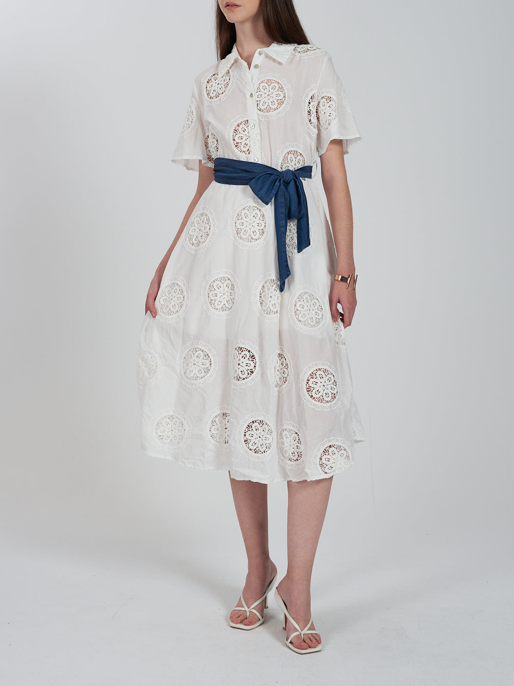 Vestito Midi Yes Zee da Donna - Bianco