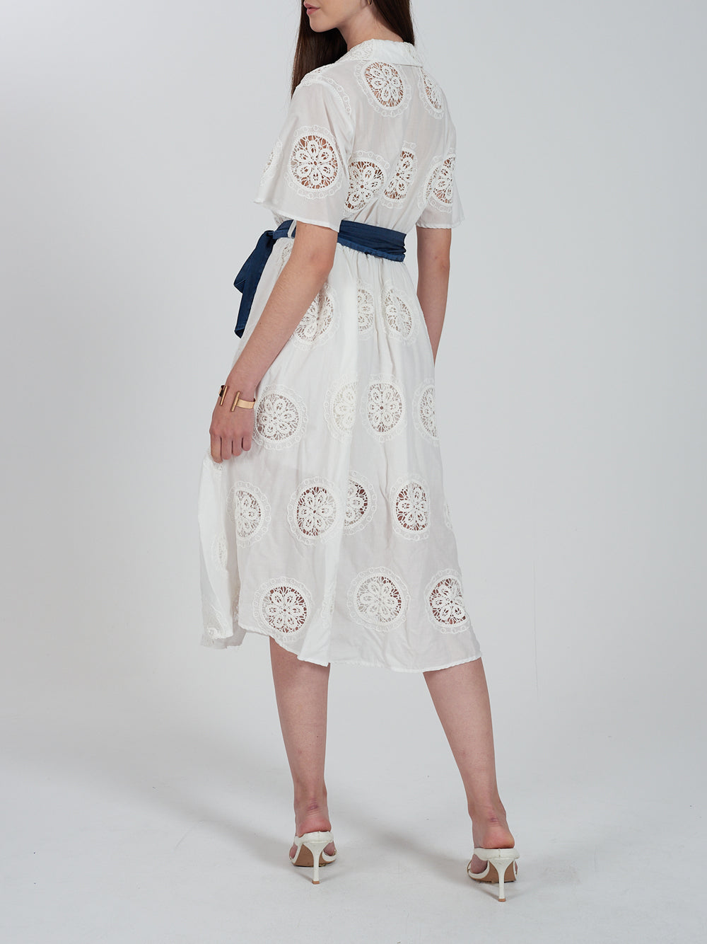 Vestito Midi Yes Zee da Donna - Bianco