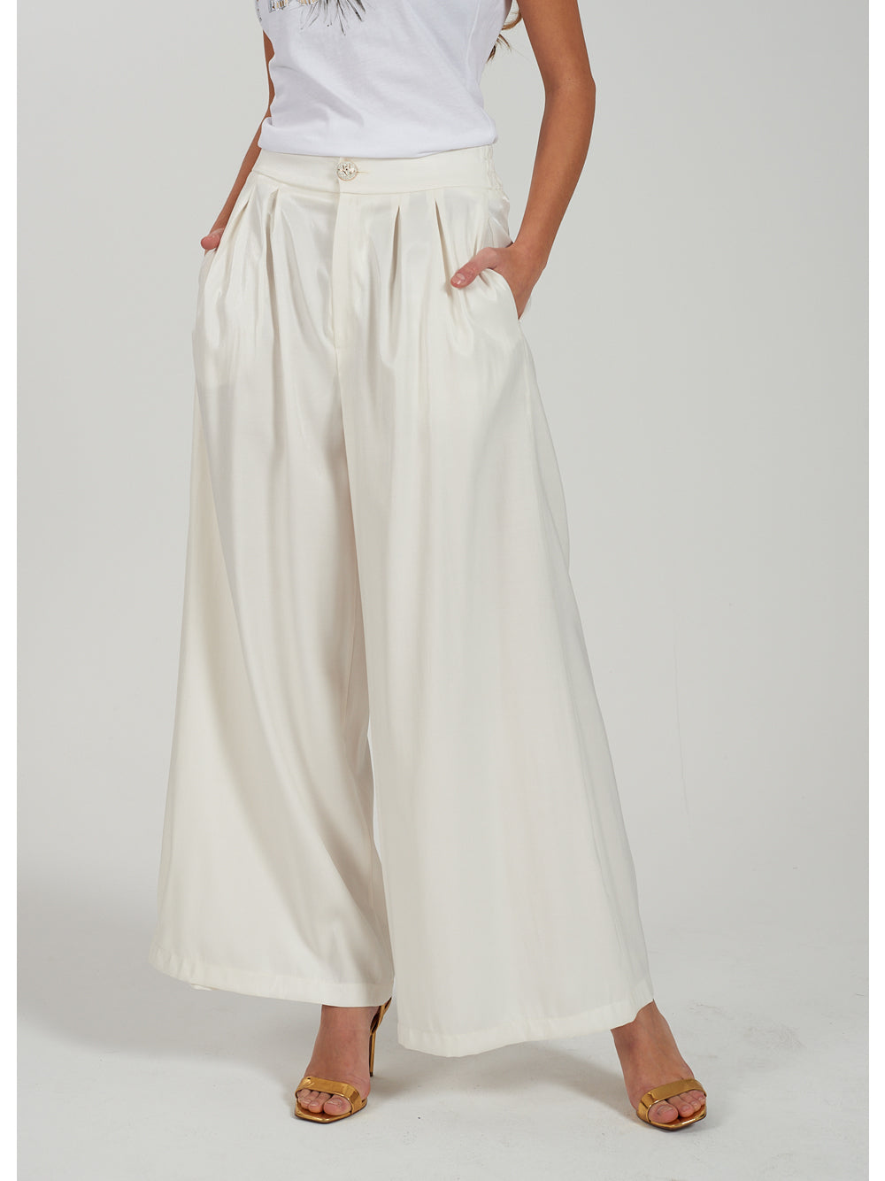Pantalone Palazzo Yes Zee da Donna - Avorio