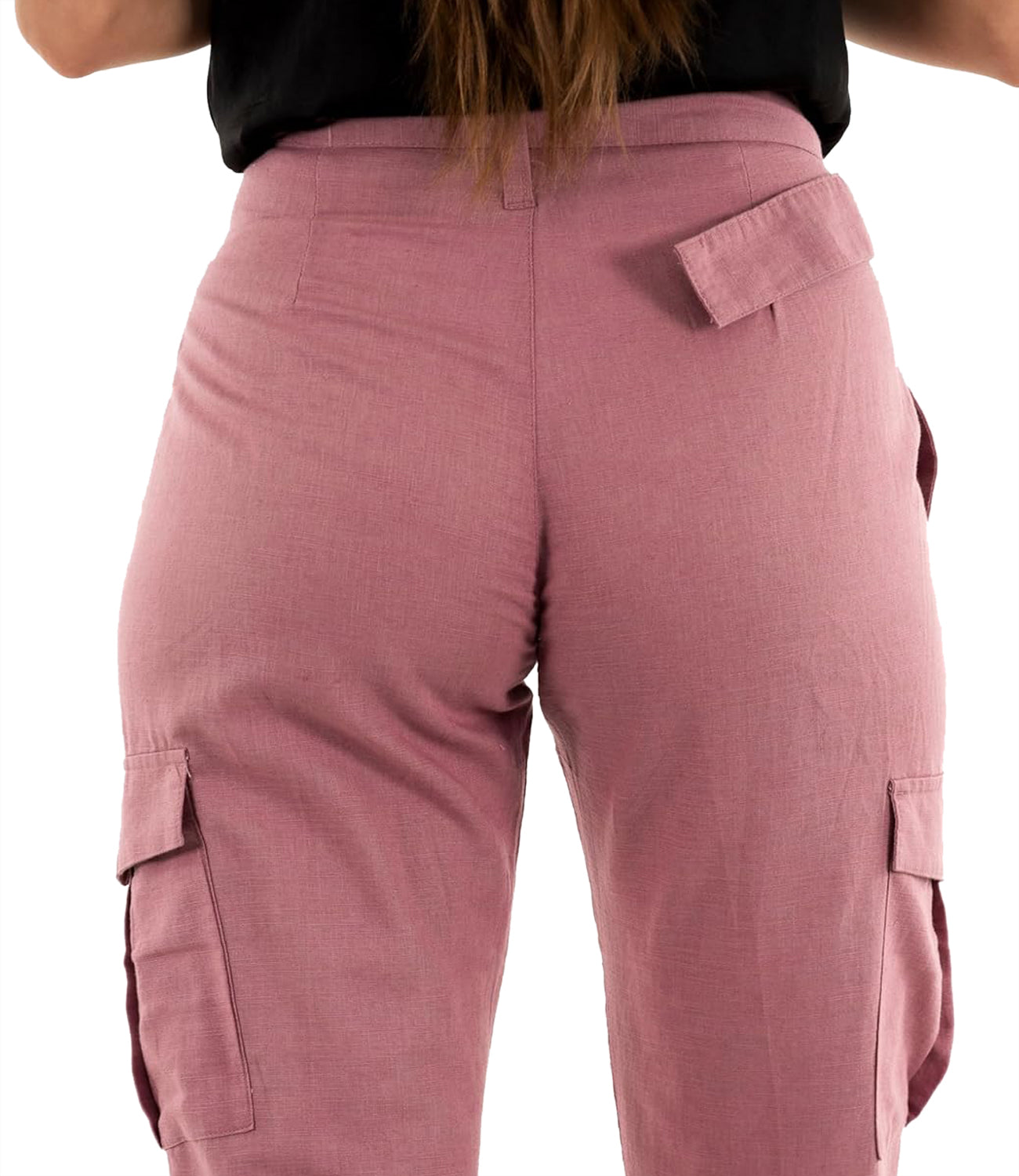Yes Zee Pantalone Pantalone Donna Cargo In Misto Lino Donna Mod. P392 J200 0437 Rosa Antico Scuro