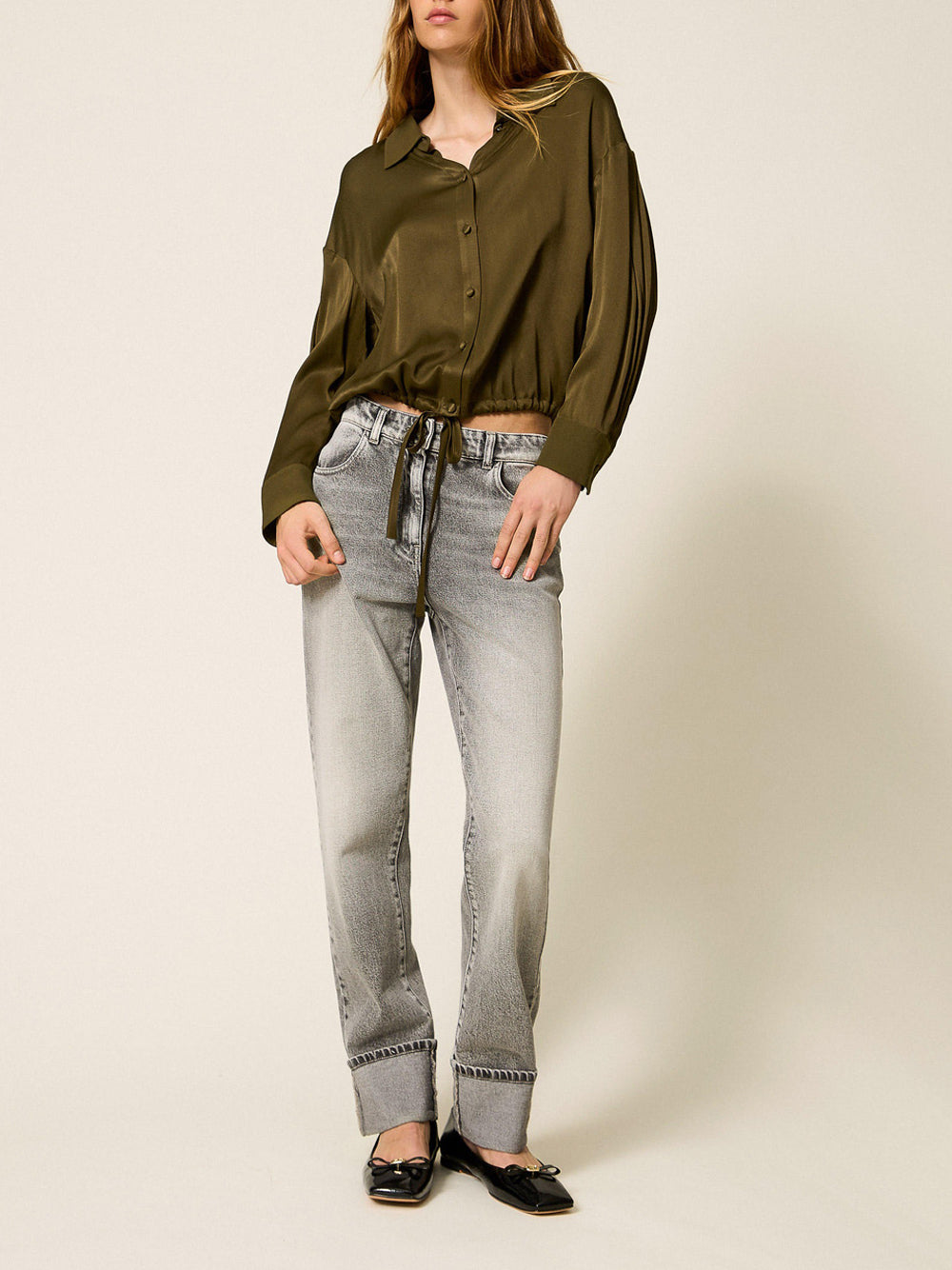 Jeans Straight Actitude da Donna - Grigio