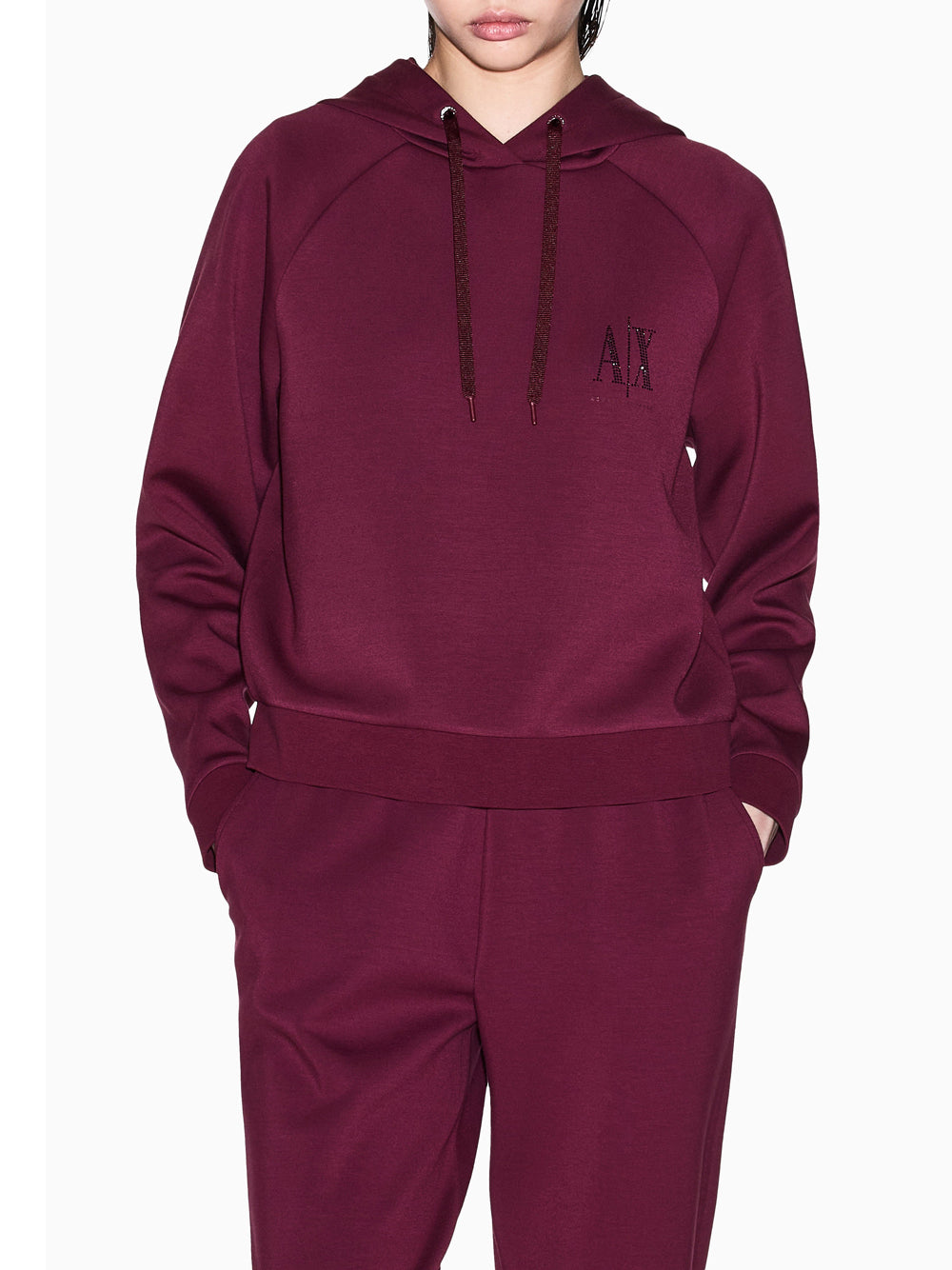 Felpa Cappuccio Armani Exchange da Donna - Bordeaux