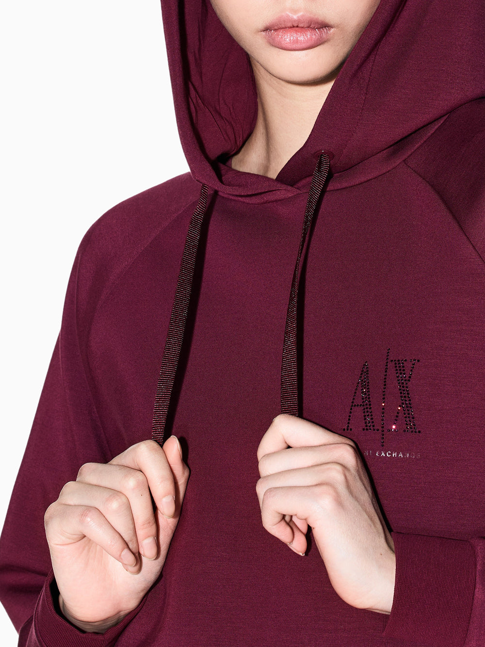 Felpa Cappuccio Armani Exchange da Donna - Bordeaux