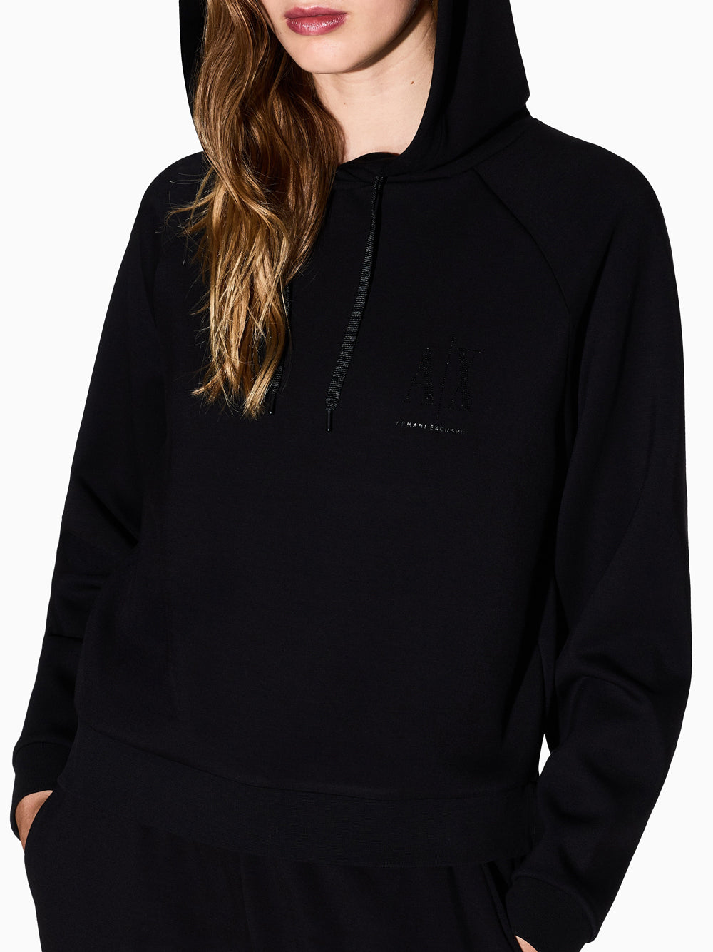 Felpa Cappuccio Armani Exchange da Donna - Nero