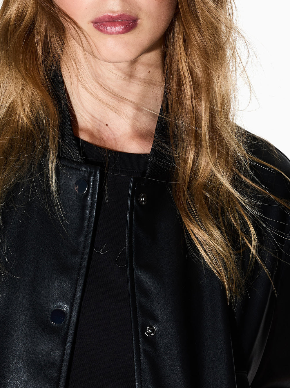 Bomber Armani Exchange Ecopelle da Donna - Nero