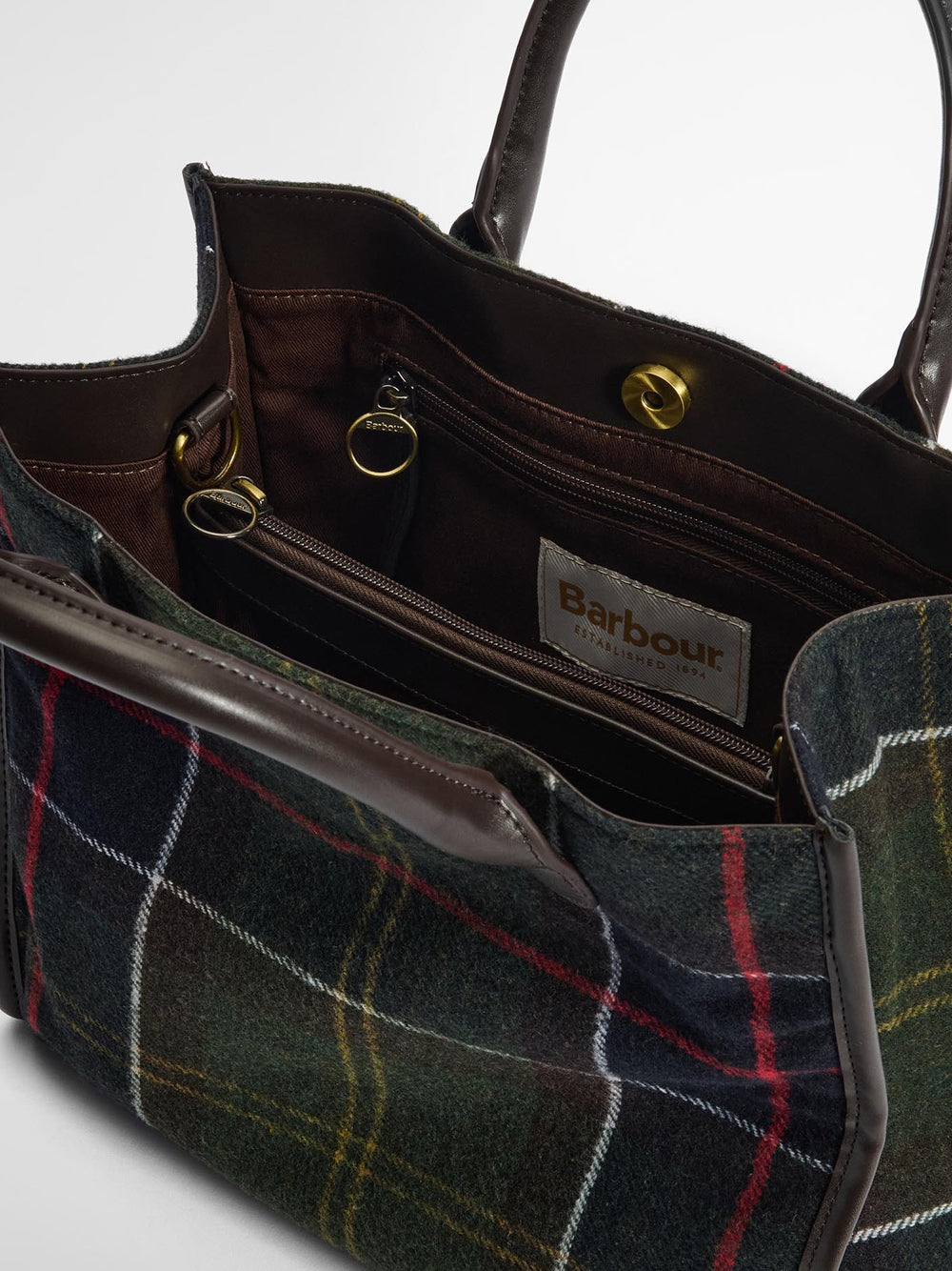 Borsa a Mano Barbour Barrhill Tartan da Donna - Verde