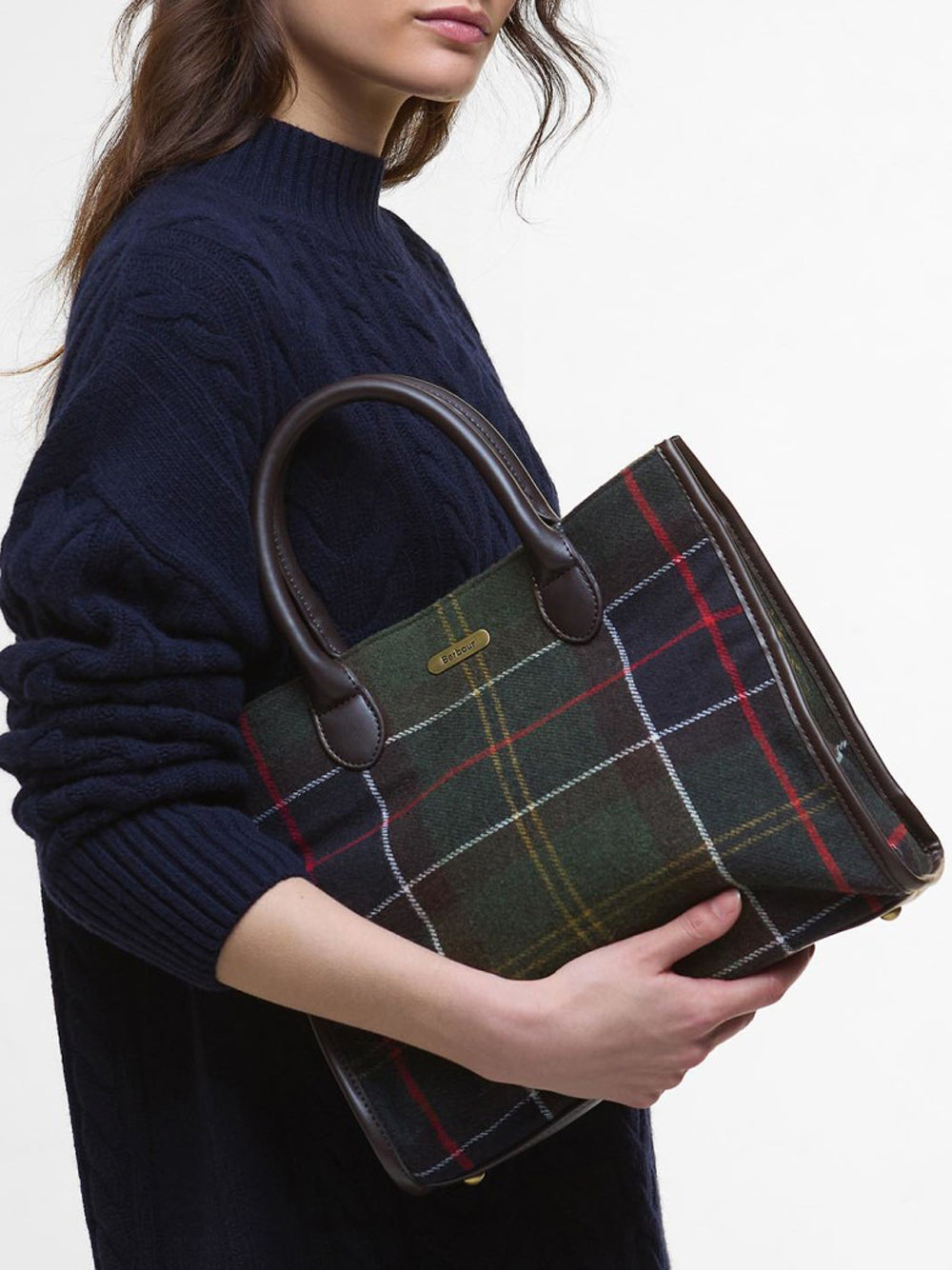Borsa a Mano Barbour Barrhill Tartan da Donna - Verde