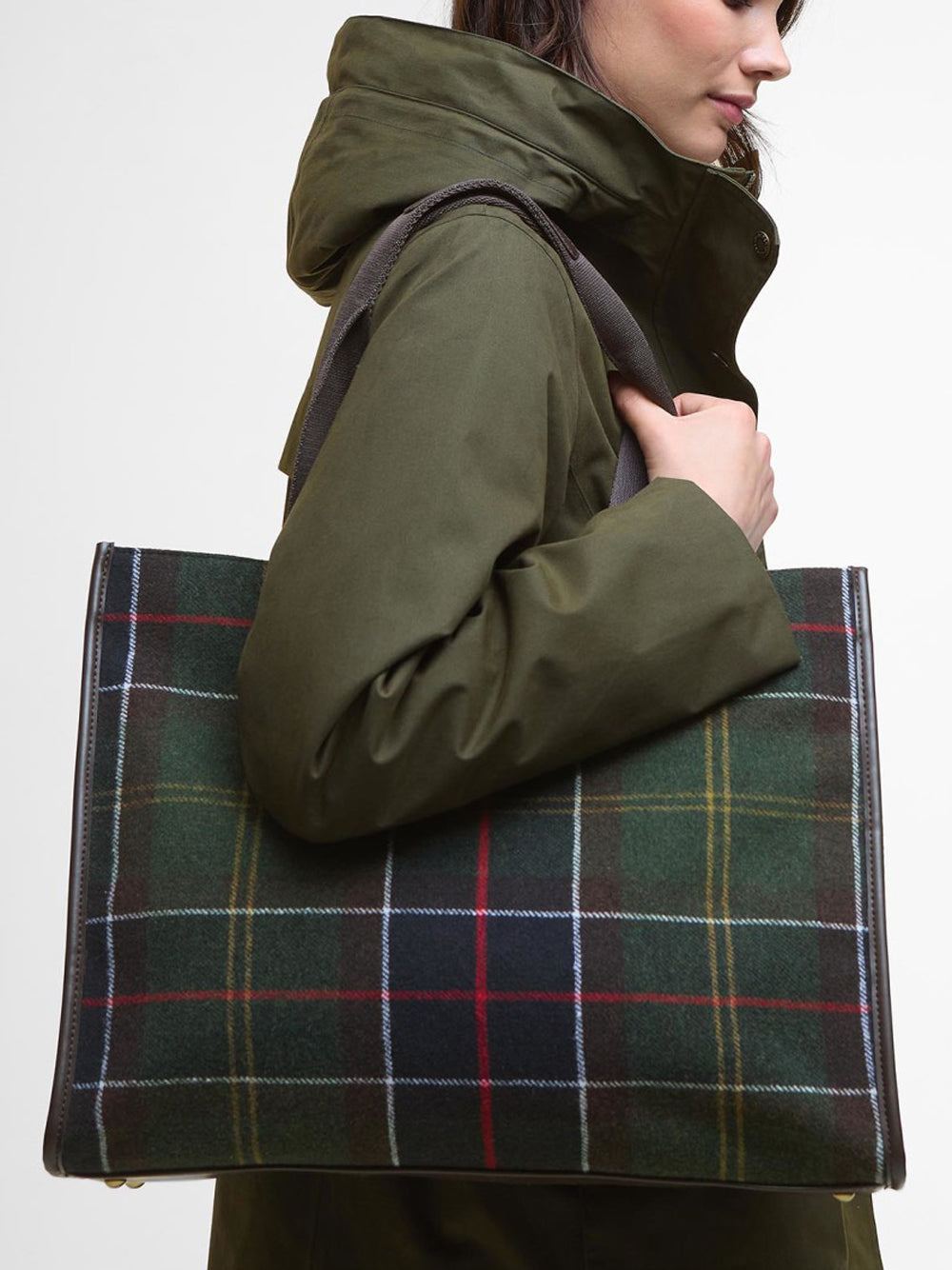 Borsa a Mano Barbour Turnberry Tartan da Donna - Verde
